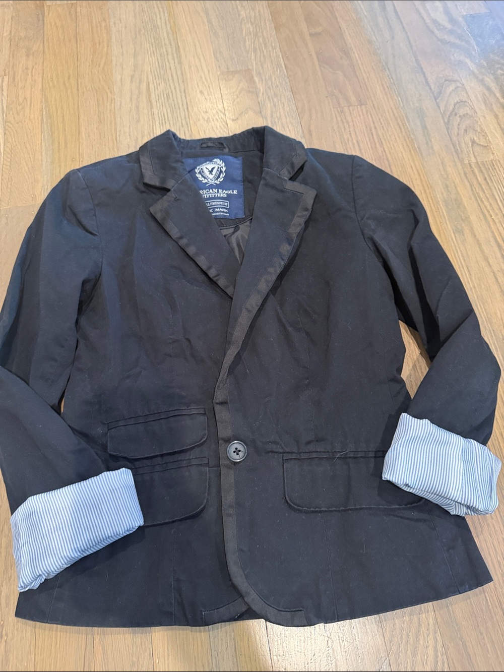 American Eagle Outfitters Black Cotton Blend Women's Blazer